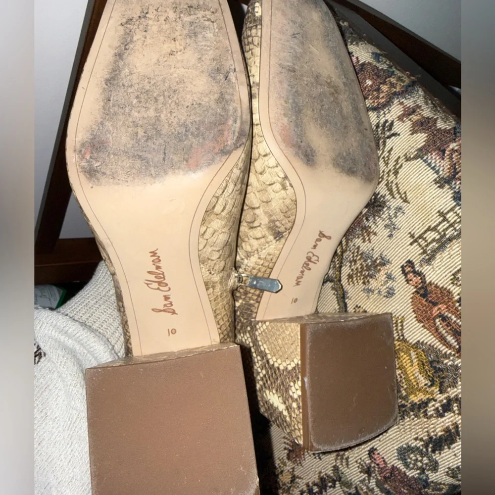 🐍 Sam Edelman Daruby Snakeskin Ankle Booties Block Heel – Size 10
